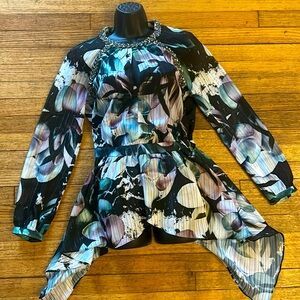 Bebe multi color long sleeve dressy blouse